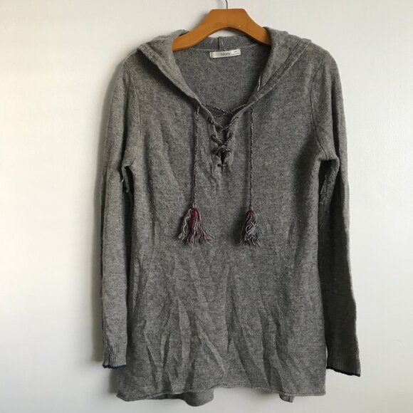 Subtle Luxury Cashmere Sweater Hooded Long Sleeve Kangaroo Pockets Womens S/M - Picture 1 of 8